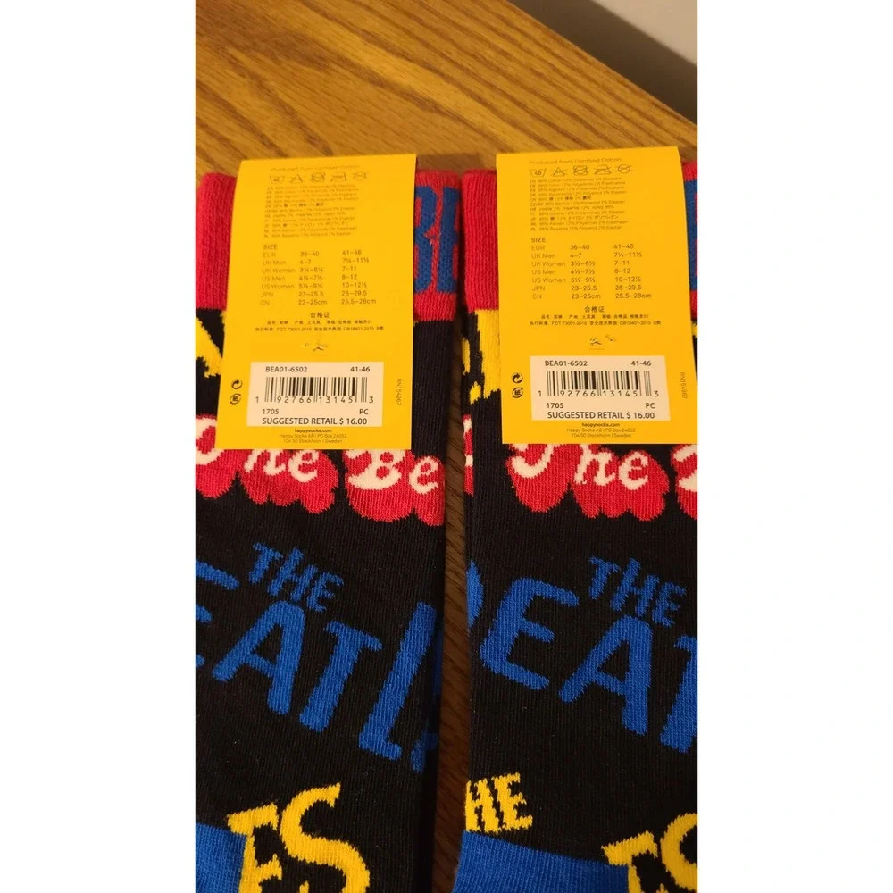 Happy Socks BEATLES Mens size 8 - 12 Women 8-12 Colorful 2 Pair‎ NWT